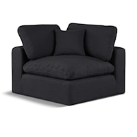 Comfy Black Linen Textured Fabric Modular Corner Chair