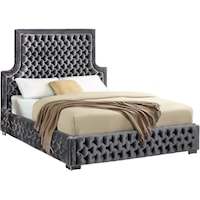 Sedona Grey Velvet Queen Bed