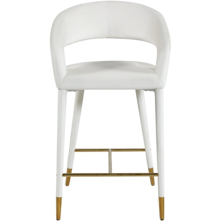 Upholstered Cream Velvet Counter Stool