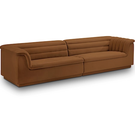 Cascade Saddle Velvet Fabric Modular Sofa