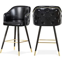 Contemporary Barbosa Counter/Bar Stool Black Faux Leather