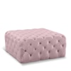Meridian Furniture Ariel Pink Velvet Accent Ottoman with Tufting