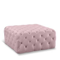Contemporary Pink Velvet Accent Ottoman with Tufting