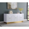 Meridian Furniture Cosmopolitan White Lacquer Sideboard with Gold Base