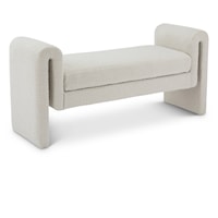 Contemporary Fabric Upholstered Bench with Curved Arms