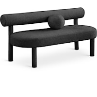 Parlor Black Boucle Fabric Bench