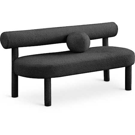 Parlor Black Boucle Fabric Bench