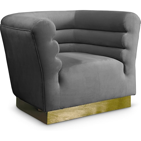 Grey Velvet Accent Chair with Gold Base