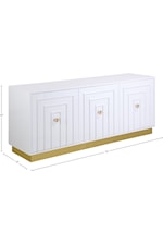 Meridian Furniture Cosmopolitan Contemporary White Lacquer Sideboard with Gold Base