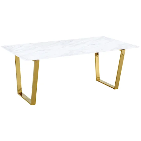 Contemporary Gold Dining Table with Marble Top