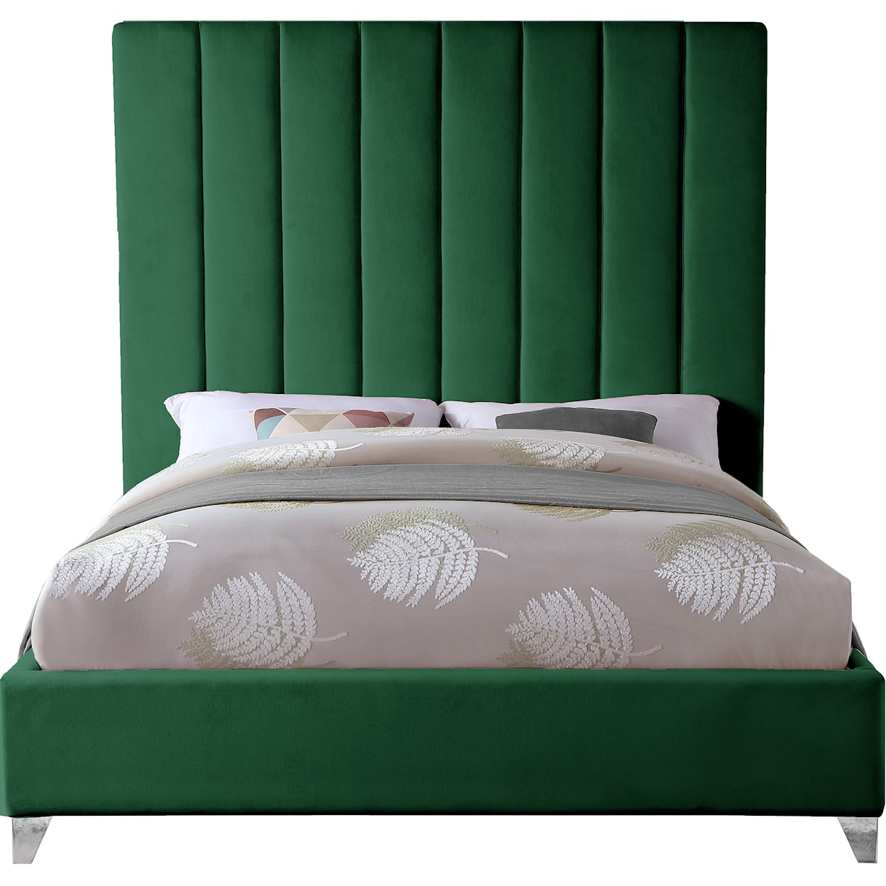 Meridian Furniture Via Queen Panel Bed with Channel Tufting