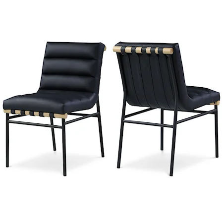 Contemporary Black Faux Leather Dining Chair with Upholstered Seat
