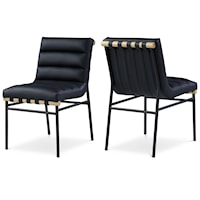 Contemporary Black Faux Leather Dining Chair with Upholstered Seat