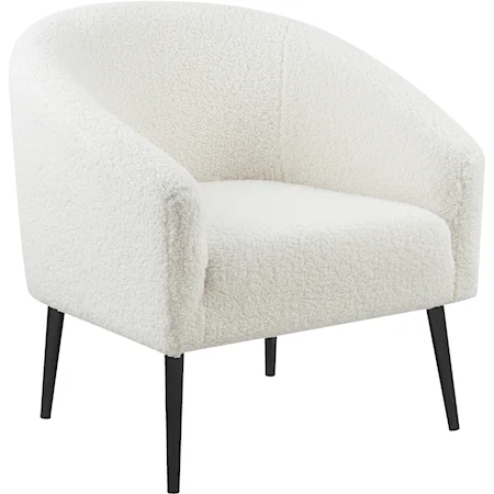 Contemporary White Faux Sheepskin Fur Accent Chair