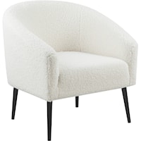 Contemporary White Faux Sheepskin Fur Accent Chair