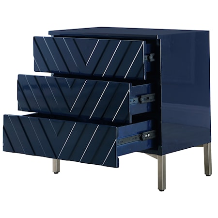 Navy Side Table with 3 Drawers