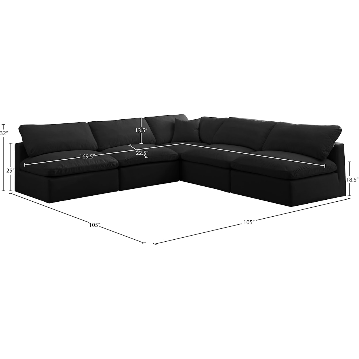 Meridian Furniture Plush Standard Comfort Modular Sectional