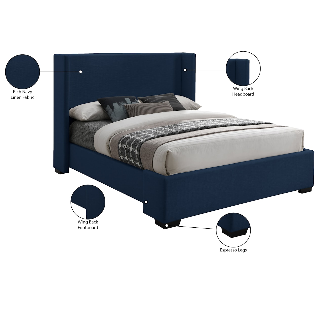Meridian Furniture Oxford King Bed (3 Boxes)