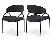 Privet Black Linen Textured Fabric Dining Chair