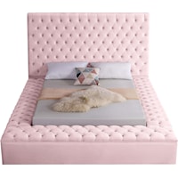 Contemporary Bliss King Bed Pink Velvet