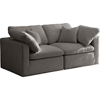 Plush Grey Velvet Standard Comfort Modular Sofa