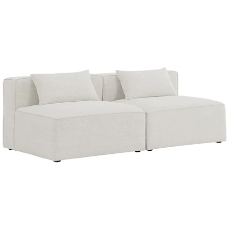 Cube Cream Durable Linen Textured Modular Sofa