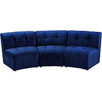 Limitless Navy Velvet 3Pc. Modular Sectional