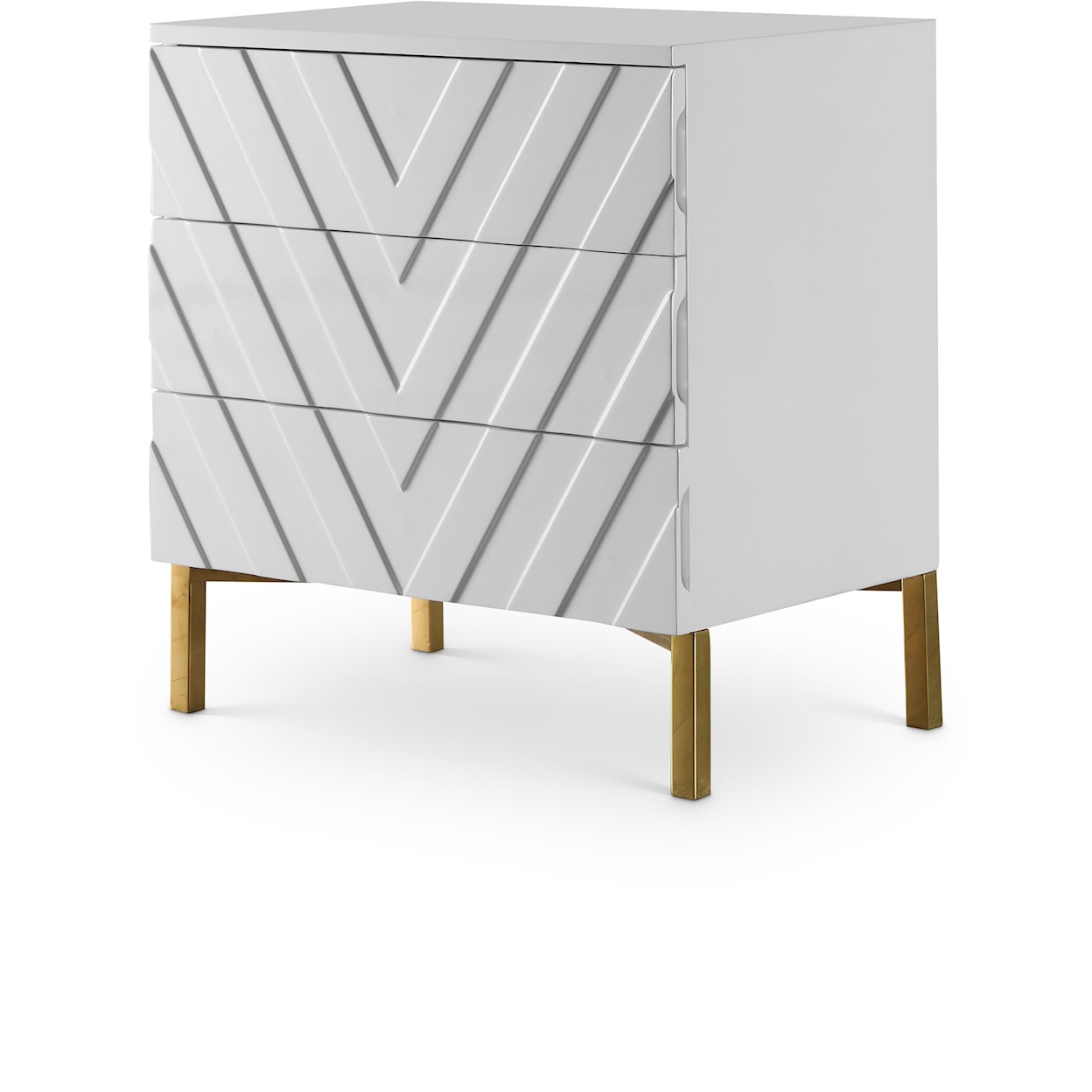 Meridian Furniture Collette White Side Table with 3 Drawers