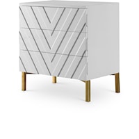 Contemporary White Side Table with 3 Drawers