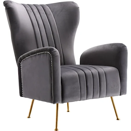 Opera Grey Velvet Accent Chair