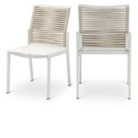 Maldives Beige Rope Fabric Outdoor Patio Dining Side Chair