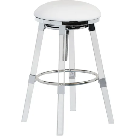 Contemporary Adjustable Bar Stool with Upholstered Seat