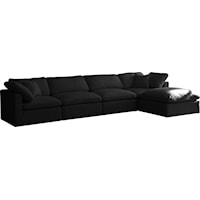 Plush Black Velvet Standard Comfort Modular Sectional