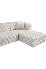 Meridian Furniture Coco 3-Piece Grey Velvet Sectional Sofa with Tufting