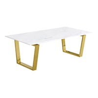 Contemporary Gold Coffee Table with Marble Top