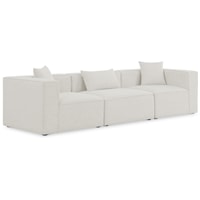 Cube Cream Durable Linen Textured Modular Sofa