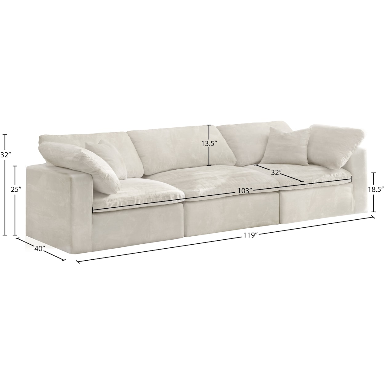 Meridian Furniture Cozy Comfort Modular Sofa