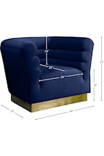 Meridian Furniture Bellini Contemporary Navy Velvet Accent Chair with Gold Base