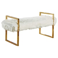 Contemporary Chloe Bench White Faux Fur