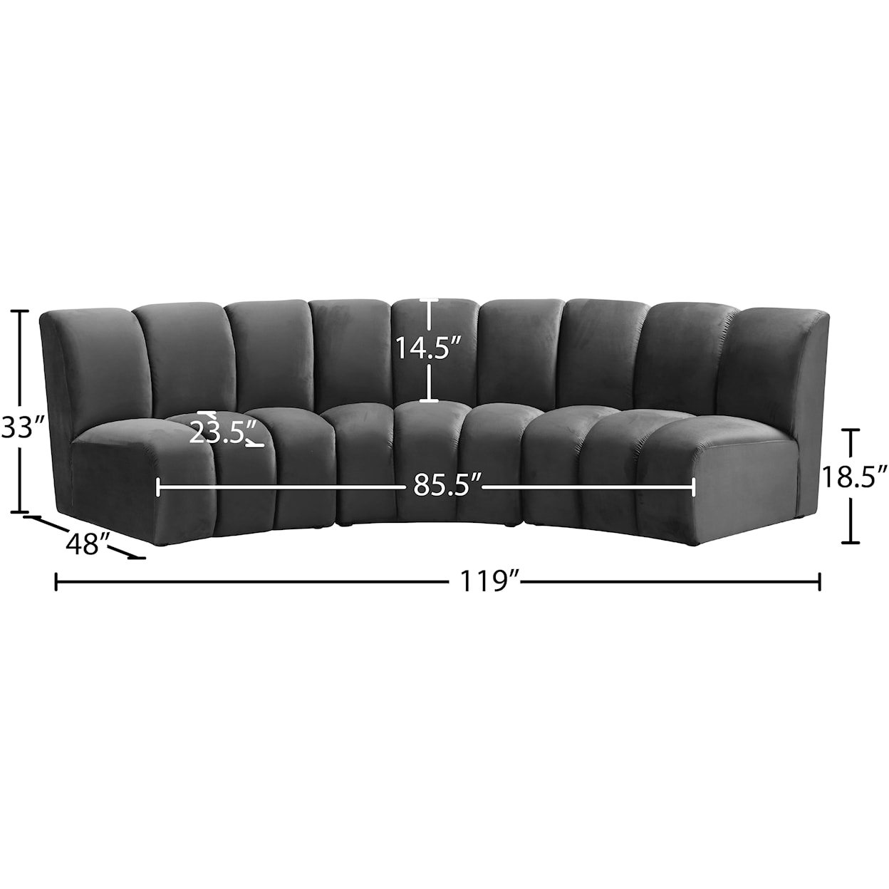 Meridian Furniture Infinity 3pc. Modular Sectional