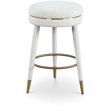 Contemporary Upholstered Boucle Fabric Swivel Counter Stool