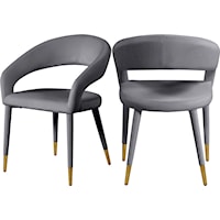 Contemporary Upholstered Grey Velvet Dining Chair
