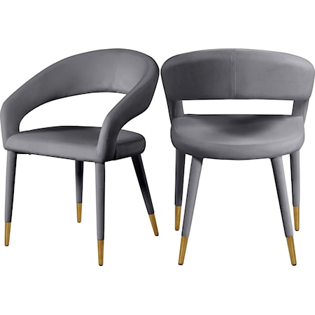 Upholstered Grey Velvet Dining Chair