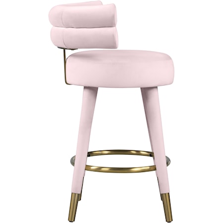 Upholstered Pink Velvet Counter Stool