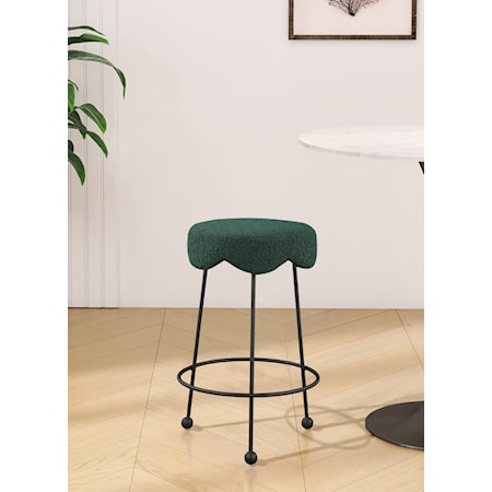 Upholstered Green Boucle Counter Stool