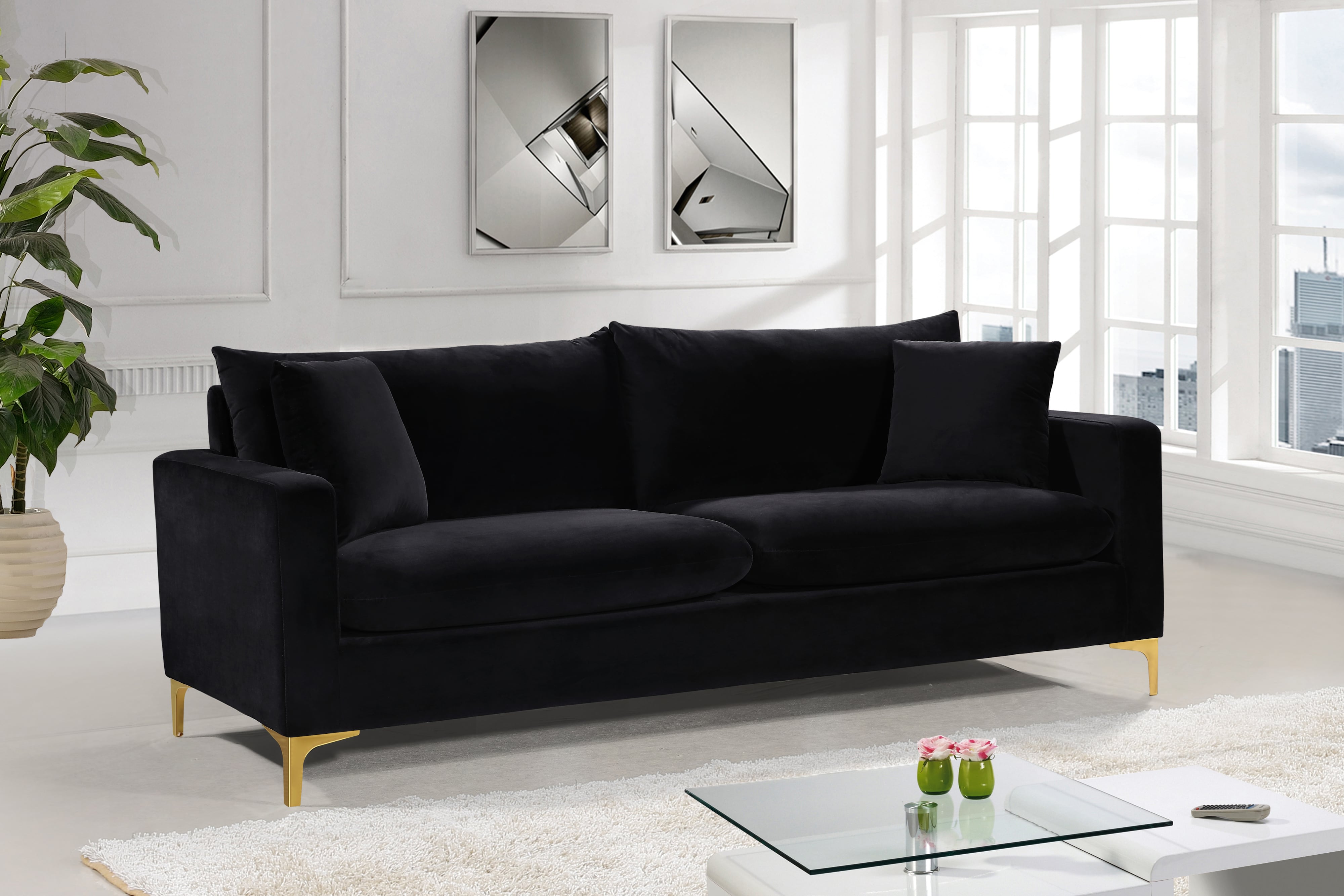 Meridian furniture store naomi velvet sofa