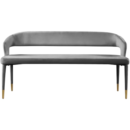 Upholstered Grey Velvet Bench