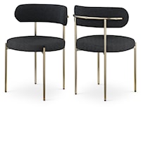 Contemporary Black Boucle Fabric Dining Chair with Brass Iron Frame