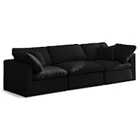 Plush Black Velvet Standard Comfort Modular Sofa