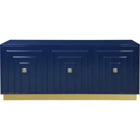 Navy Lacquer Sideboard with Gold Base